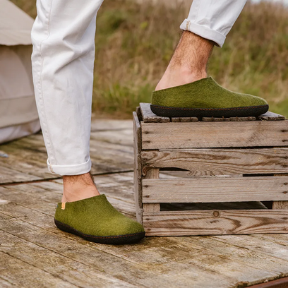 Slipa Wolvilt Instap Pantoffels Olive Green