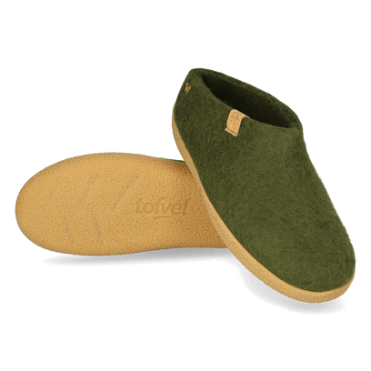 Slipa Maha Wolvilt Instap Pantoffels Olive Green