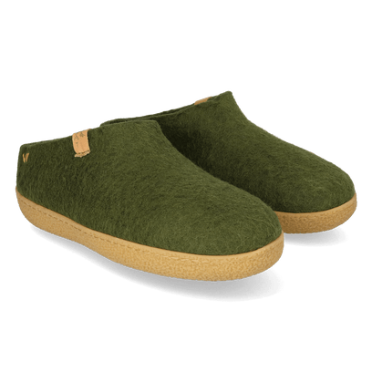 Slipa Maha Wolvilt Instap Pantoffels Olive Green